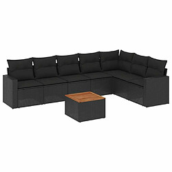 Maison Chic Ensemble Tables et chaises d'extérieur 8 pcs avec coussins,Salon de jardin noir résine tressée -GKD972458