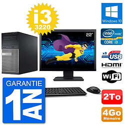 PC Dell 3010 MT Ecran 22" i3-3220 RAM 4Go Disque Dur 2To HDMI Windows 10 Wifi - Occasion