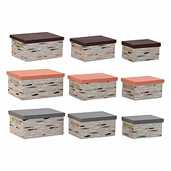 Acheter Jeu de Caisses de Rangement Empilables DKD Home Decor Marron Gris Orange 40 x 30 x 20 cm