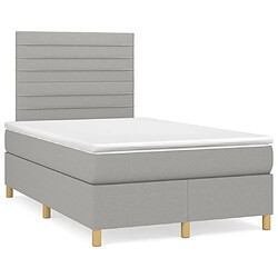 Maison Chic Lit adulte- Lit + matelas,Sommier à lattes de lit et matelas gris clair 120x190 cm tissu -GKD12075