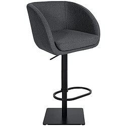 Decoshop26 Tabouret de bar chaise haute x1 avec revêtement en feutrine gris base métal carrée noir 10_0004875