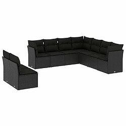 Maison Chic Salon de jardin 9 pcs avec coussins | Ensemble de Table et chaises | Mobilier d'Extérieur noir résine tressée -GKD67405