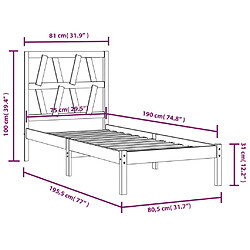 vidaXL Cadre de lit sans matelas bois massif pas cher