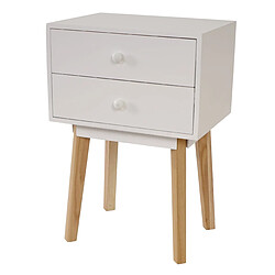 Decoshop26 Meuble d'appoint table de chevet design rétro avec tiroirs 59x40x30cm en bois blanc 04_0002894