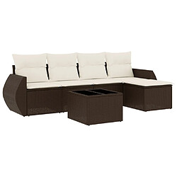 vidaXL Salon de jardin avec coussins 6 pcs marron résine tressée