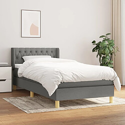 Maison Chic Lit adulte- Lit + matelas,Sommier à lattes de lit avec matelas Gris foncé 100x200cm Tissu -GKD17224