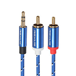 Acheter Câble Audio Bleu Tressé 1/8 '' Jack 3,5 Mm Mâle Vers 2 RCA Mâle 5 M