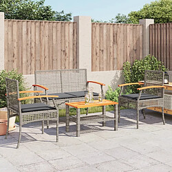 Avis Maison Chic Ensemble de 4 Tables et chaises d'extérieur avec coussins,Salon de jardin Gris Résine tressée -GKD558908