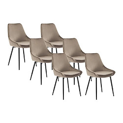 Vente-Unique Lot de 6 chaises - Velours et métal noir - Taupe - MASURIE