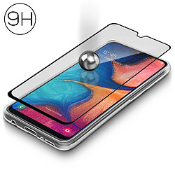 Avizar Coque Galaxy A20e Silicone Transparent et Film Ecran Verre Trempé Contour noir pas cher