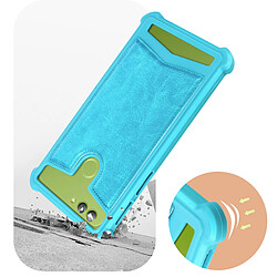 Acheter Avizar Coque Téléphone 5.3'' à 5.5'' Silicone Gel Coins Bumper Dos Effet Cuir Turquoise