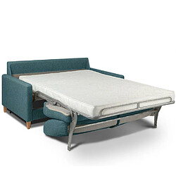 Acheter Inside 75 Canapé convertible OGGETTO matelas 16 cm système express sommier lattes 120cm RENATONISI velours bleu paon