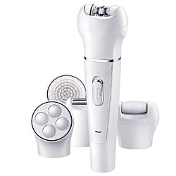 Chrono 5-en-1 Épilateur électrique Bikini Trimmer Wet and Dry Rechargeable Lady Shaver Epilator Facial Massage Tool Kit, blanc