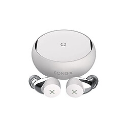 Chrono Écouteurs sans fil SONGX True, écouteurs Bluetooth à réduction de bruit étanches avec design Star Loop, lumière halo, détection intra-auriculaire et contrôle tactile pour iPhones et Android(Blanc)