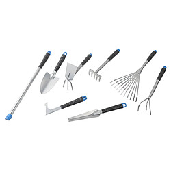 HI Ensemble d'outils de jardin 8 pcs Argenté Métal