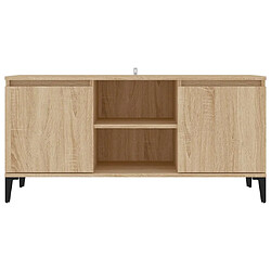 Maison Chic Meuble TV scandinave avec pieds - Banc TV pour salon en métal Chêne sonoma 103,5x35x50 cm -MN33662 pas cher