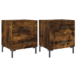 Maison Chic Lot de 2 Tables de chevet - Tables de Nuit chêne fumé 40x35x47,5cm bois d’ingénierie