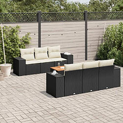 Maison Chic Salon de jardin 7 pcs avec coussins | Ensemble de Table et chaises | Mobilier d'Extérieur noir résine tressée -GKD40635