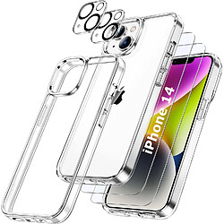 Coque Silicone Transparente + Verres Trempes et Protections Camera Arriere X2 Pour iPhone 14 Little Boutik®