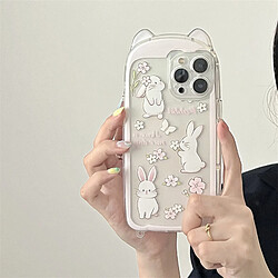 GUPBOO Étui pour iPhoneXsMax Coque de téléphone de dessin animé de lapin de fleur d'été femelle en silicone transparente