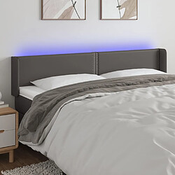 Maison Chic Tête de lit moderne à LED lumineuse pour chambre - Décoration de lit Gris 203x16x78/88 cm Similicuir -MN83076