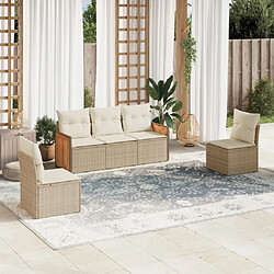 Maison Chic Salon de jardin avec coussins 5 pcs | Ensemble de Table et chaises | Mobilier d'Extérieur beige résine tressée -GKD11439