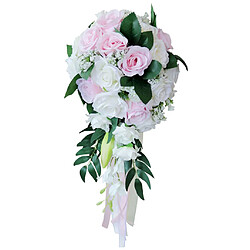 Avis Mariage Main Bouquet De Mariée Tenant Des Fleurs Artificielles Blanc + Rose