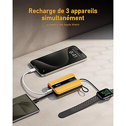 SANAG Pd 30W Batterie Externe Charge Rapide 10000Mah, Compacte Power Bank Avec Usb C Câble Intégrée & Mini Chargeur Portable De Montre, Universel Compatible Avec Samsung/Iphone/Iwatch/Macbook,Jaune pas cher