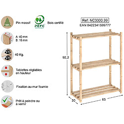 Avis Etagère 3 tablettes à lattes 88x65x30cm - nc-3-30 - ASTIGARRAGA