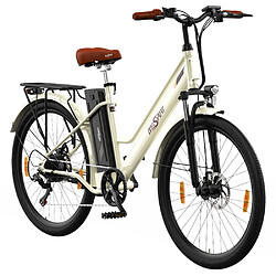 Vélo électrique de ville ONESPORT OT18-3, pneus 26 x 2,35 pouces, moteur 250 W, batterie 36 V 14,4 Ah, autonomie maximale de 100 km, vitesse maximale de 25 km/h- Blanc 