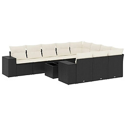 Maison Chic Salon de jardin 11 pcs avec coussins, Ensemble Tables et chaises d'extérieur noir résine tressée -GKD630472