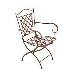 Decoshop26 Chaise de jardin balcon terrasse design rustique en métal marron vieilli 10_0003002