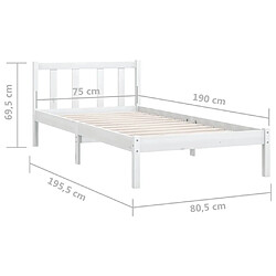 vidaXL Cadre de lit sans matelas blanc bois massif pas cher