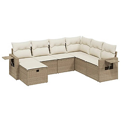 vidaXL Salon de jardin avec coussins 7 pcs beige résine tressée