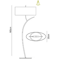 Luminaire Center Lampe de Table Eve 2 Ampoules E27 Small, anthracite avec Abat jour noir ovale