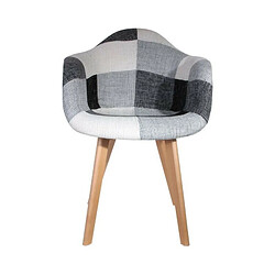 The Home Deco Factory Fauteuil scandinave Patchwork Olga - H. 82 cm - Gris pas cher