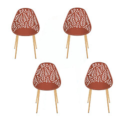 The Home Deco Factory Lot de 4 chaises d'extérieur Calvi en polypropylène - Terracotta