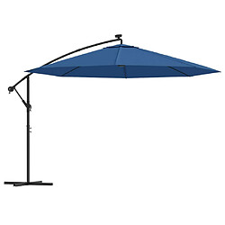 vidaXL Parasol de jardin en porte-à-faux avec lumières LED bleu azuré