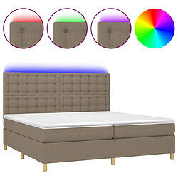 vidaXL Sommier à lattes de lit et matelas et LED Taupe 200x200cm Tissu