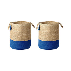 Beliani Lot de 2 paniers en jute beige et bleu marine GAJAR