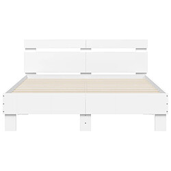 Acheter Vidaxl Cadre de lit avec tête de lit blanc 135x190cm bois d'ingénierie