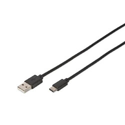 Digitus 1m, USB3.0-C/USB3.0-A câble USB USB C USB A Noir