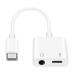 Enkay Adaptateur USB-C vers Audio Jack 3.5mm + Charge USB-C Design Compact Blanc