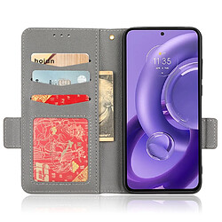 Etui en PU texture litchi, fermoir magnétique double, anti-chocs avec support pour votre Motorola Edge 30 Neo 5G - gris