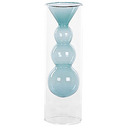 Beliani Vase à fleurs KALOCHI Verre 27 cm Turquoise