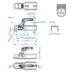 Avis ProPlus Accouplement pour boule d'attelage carré 70 mm