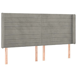 Maison Chic Tête de lit scandinave avec oreilles,meuble de chambre Gris clair 183x16x118/128 cm Velours -MN13923