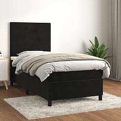 Maison Chic Lit Adulte - Lit simple Lit à sommier tapissier et matelas moelleux - Meuble de Chambre - Noir 80x200 cm Velours -MN99962 