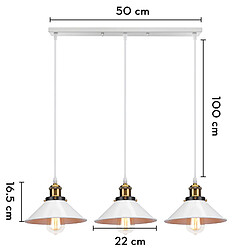 Stoex Luminaire de Style Rétro Ø22CM Lustre Vintage À 3 Lumières Suspension Blanc Plafonnier en Fer en Métal Pour Éclairage de Cuisine de Couloir de Bar pas cher