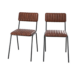 Rendez Vous Deco Chaise Arsène en cuir marron (lot de 2)